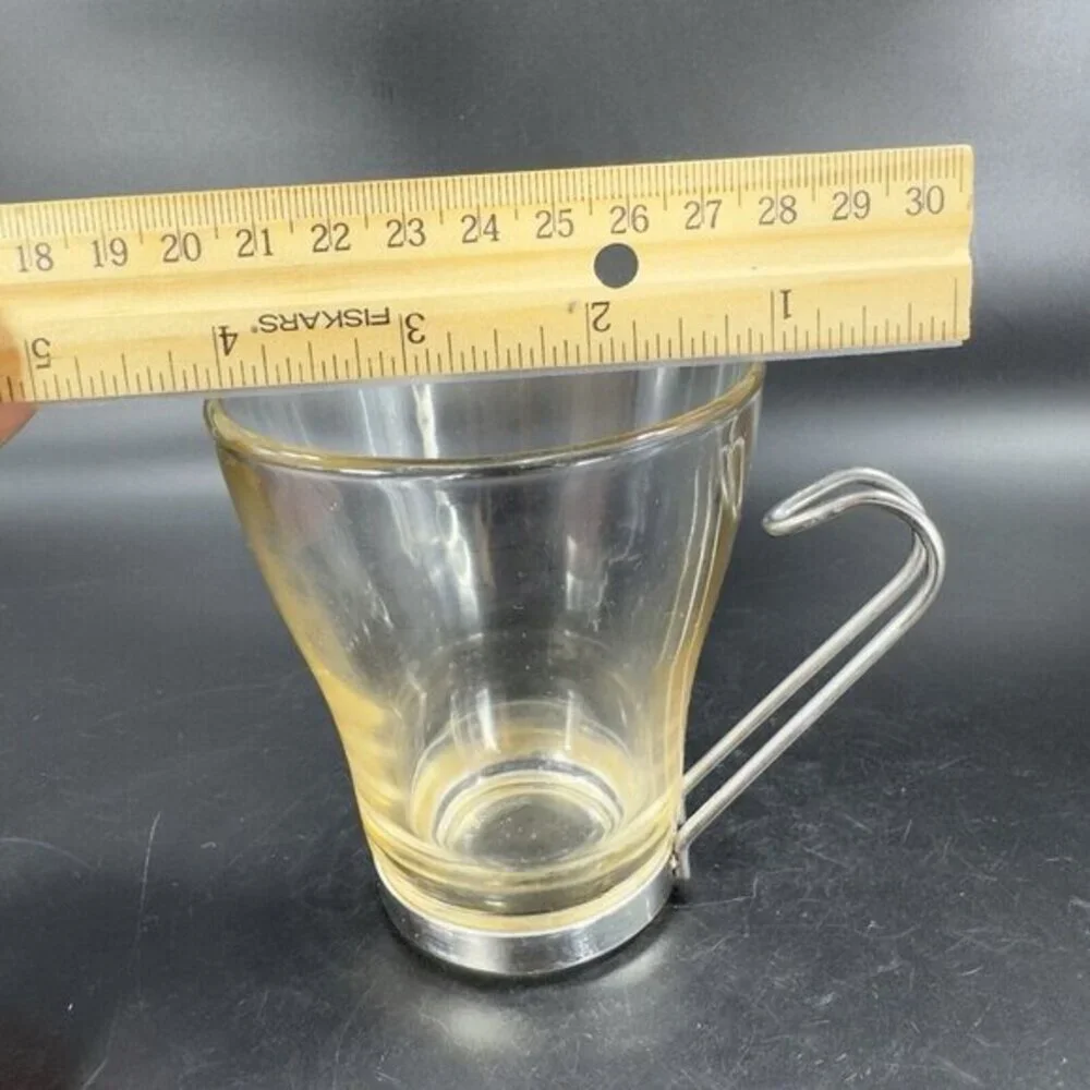 Bormioli Rocco Verdi Espresso‎ Cup Mug With Stainless Steel Handle Set 2 Glasses